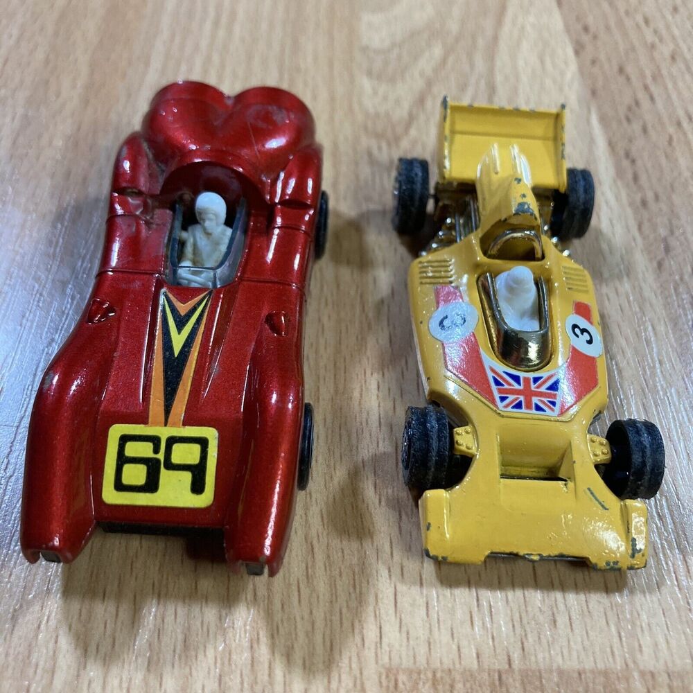 Matchbox England Turbo Fury & Corgi Juniors Formula Lot of 2 • Vintage • EUC